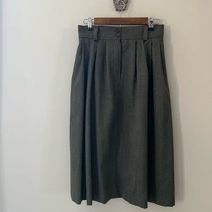JH Collectables Vintage High Waist Wool Green Midi Skirt Vintage Size 10